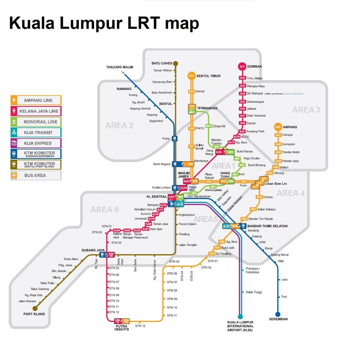 LRT քարտեզ Կուալա-Լումպուր Մալայզիա