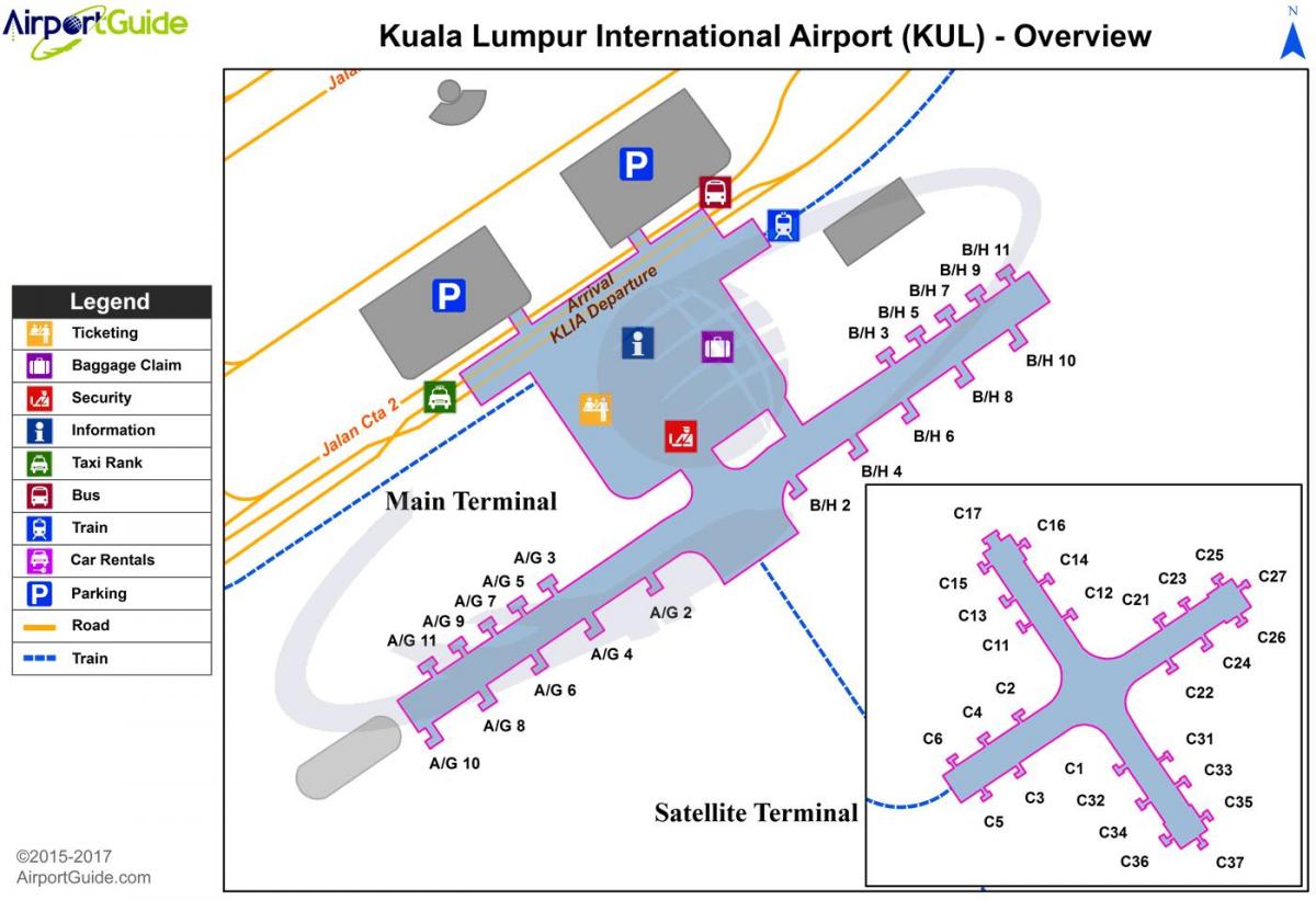 Մալայզիայի մայրաքաղաք կուալա լումպուրում միջազգային օդանավակայանի քարտեզի վրա