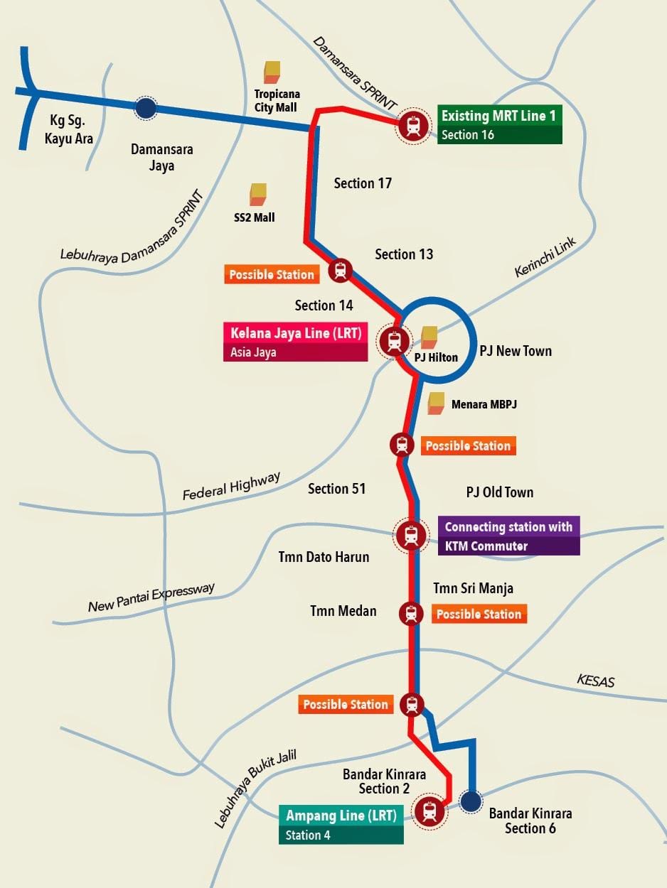 келана Джая LRT կայանի քարտեզի վրա