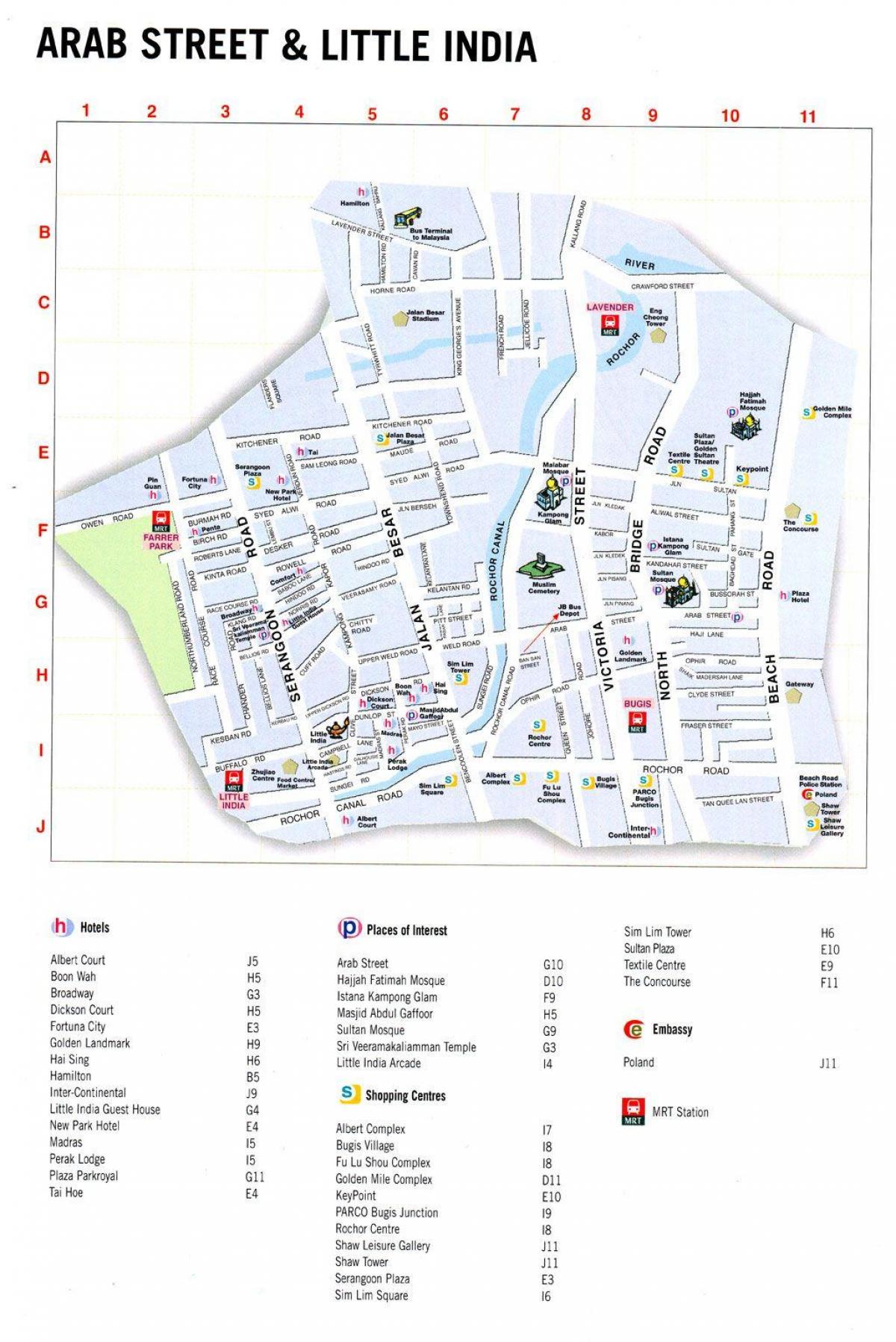 Քարտեզ արաբական փողոցները Կուալա-Լումպուր