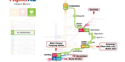 Monorail KL երթուղին քարտեզի վրա