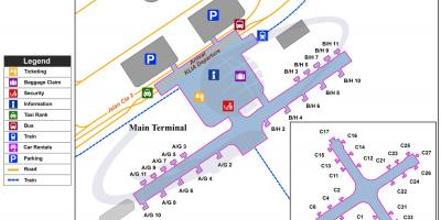 Մալայզիայի մայրաքաղաք կուալա լումպուրում միջազգային օդանավակայանի քարտեզի վրա